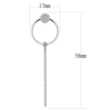 DA371 - High polished (no plating) Stainless Steel Earrings with AAA Grade CZ  in Clear