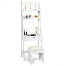 3-in-1 Modern Shelf Vanity Set with Flip Top Mirror and 6 Makeup Organizers