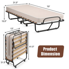 75 x 31.5 Inch Folding Guest Bed with Memory Foam Mattress for Adult