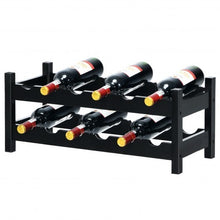 2-Tier 12 Bottles Bamboo Storage Shelf  Wine Rack-Natural