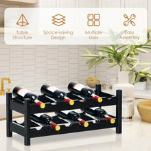 2-Tier 12 Bottles Bamboo Storage Shelf  Wine Rack-Natural