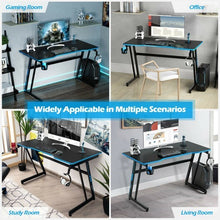 47.5 Inch Z-Shaped Computer Gaming Desk with Handle Rack-Red
