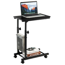 C-shape Sofa Side Table with Storage Basket-Rustic Brown