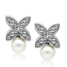 LO1987 - White Metal Earrings Rhodium Women Synthetic White