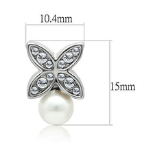 LO1987 - White Metal Earrings Rhodium Women Synthetic White