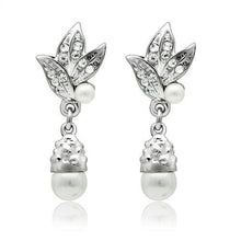 LO1992 - White Metal Earrings Rhodium Women Synthetic White