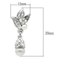 LO1992 - White Metal Earrings Rhodium Women Synthetic White