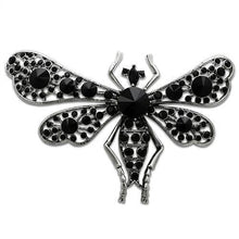LO2391 - White Metal Brooches Imitation Rhodium Women Top Grade Crystal Jet