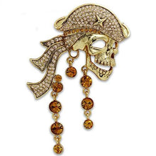 LO2415 - White Metal Brooches Gold Women Top Grade Crystal Multi Color