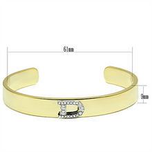 LO2573 - Gold+Rhodium White Metal Bangle with Top Grade Crystal  in Clear