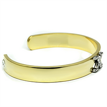 LO2593 - Gold+Rhodium White Metal Bangle with Top Grade Crystal  in Clear
