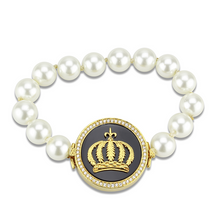 LO2648 - Brass Bracelet Gold Women Semi-Precious Jet