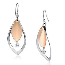 LO2684 - Iron Earrings Rose Gold + Rhodium Women AAA Grade CZ Clear