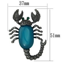 LO2763 - White Metal Brooches Ruthenium Women Synthetic Capri Blue