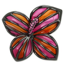 LO2766 - White Metal Brooches Ruthenium Women Top Grade Crystal Rose