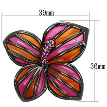 LO2766 - White Metal Brooches Ruthenium Women Top Grade Crystal Rose