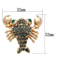LO2851 - White Metal Brooches Flash Rose Gold Women Top Grade Crystal Emerald