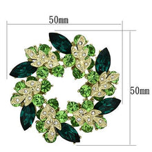 LO2918 - White Metal Brooches Flash Gold Women Top Grade Crystal Emerald