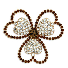 LO2925 - White Metal Brooches Flash Rose Gold Women Top Grade Crystal Smoked Quartz
