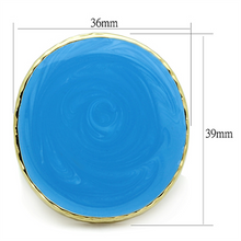 LO3239 - Brass Ring Gold Women Epoxy Sea Blue