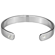 LO3618 - White Metal Bangle Reverse Two-Tone Women Top Grade Crystal Clear