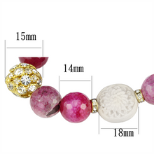 LO3782 - Brass Bracelet Gold Women Synthetic Fuchsia