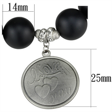 LO3783 - White Metal Bracelet Antique Silver Women Synthetic Jet