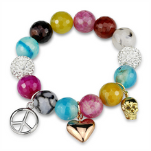 LO3787 - Brass Bracelet Rhodium + Gold + Rose Gold Women Synthetic Multi Color