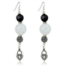 LO3800 - White Metal Earrings Antique Silver Women Synthetic Jet