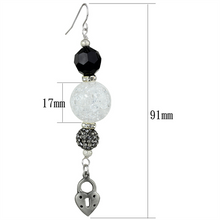 LO3800 - White Metal Earrings Antique Silver Women Synthetic Jet