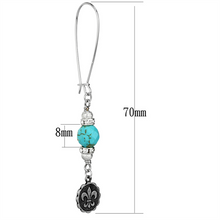 LO3807 - White Metal Earrings Antique Silver Women Synthetic Turquoise