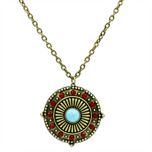 LO3838 - Brass Chain Pendant Antique Copper Women Synthetic Sea Blue
