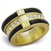 LO3923 - Brass Ring Gold & Brush Women Top Grade Crystal Clear