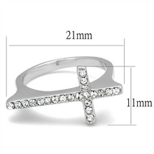 LO3976 - Brass Ring Rhodium Women Top Grade Crystal Clear