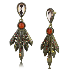 LO4180 - Brass Earrings Antique Copper Women Synthetic Champagne