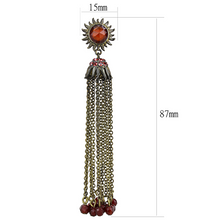 LO4197 - Brass Earrings Antique Copper Women Synthetic Garnet