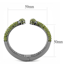 LO4284 - Brass Bangle TIN Cobalt Black Women Top Grade Crystal Olivine color