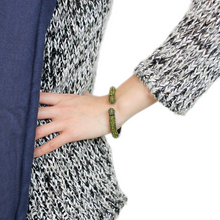 LO4284 - Brass Bangle TIN Cobalt Black Women Top Grade Crystal Olivine color