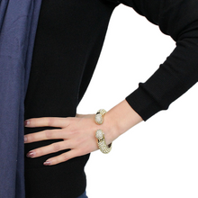 LO4295 - Brass Bangle Flash Gold Women Top Grade Crystal Citrine Yellow