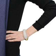 LO4301 - Flash Gold Brass Bangle with Top Grade Crystal  in Clear