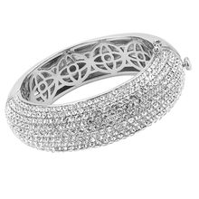 LO4302 - Brass Bangle Rhodium Women Top Grade Crystal Clear