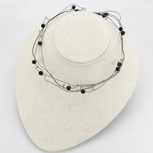 LO4719 - Ruthenium White Metal Necklace with Synthetic Synthetic Glass in Jet