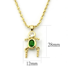 LOA1358 - Brass Chain Pendant Gold Women AAA Grade CZ Emerald