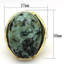 LOA844 - Brass Ring Gold Women Semi-Precious Sea Blue