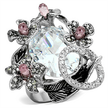LOA877 - Brass Ring Rhodium + Ruthenium Women AAA Grade CZ Multi Color