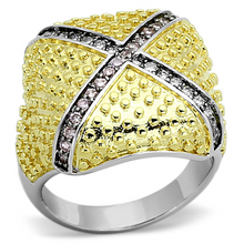 LOA878 - Brass Ring Rhodium+Gold+ Ruthenium Women AAA Grade CZ Rose