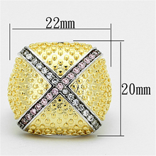 LOA878 - Brass Ring Rhodium+Gold+ Ruthenium Women AAA Grade CZ Rose