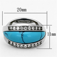 LOA882 - Brass Ring Rhodium Women Synthetic Sea Blue