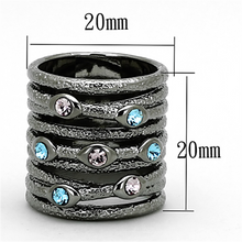 LOA883 - Brass Ring Ruthenium Women Top Grade Crystal Multi Color