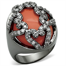LOA886 - Brass Ring Ruthenium Women Synthetic Orange
